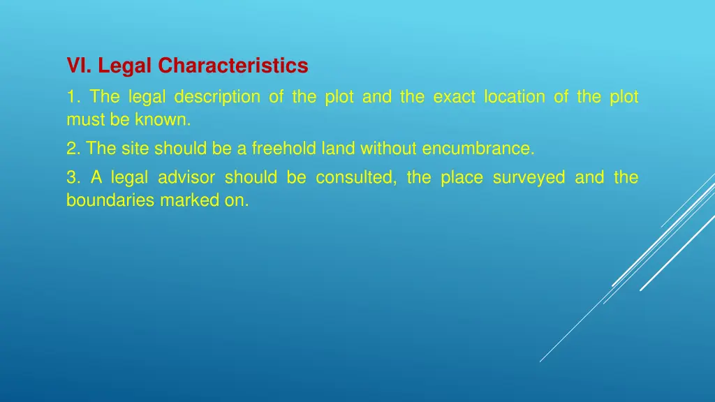 vi legal characteristics 1 the legal description