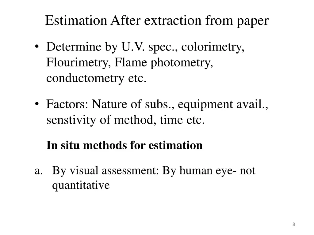 estimation after extraction from paper