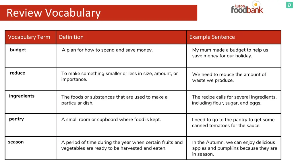 review vocabulary