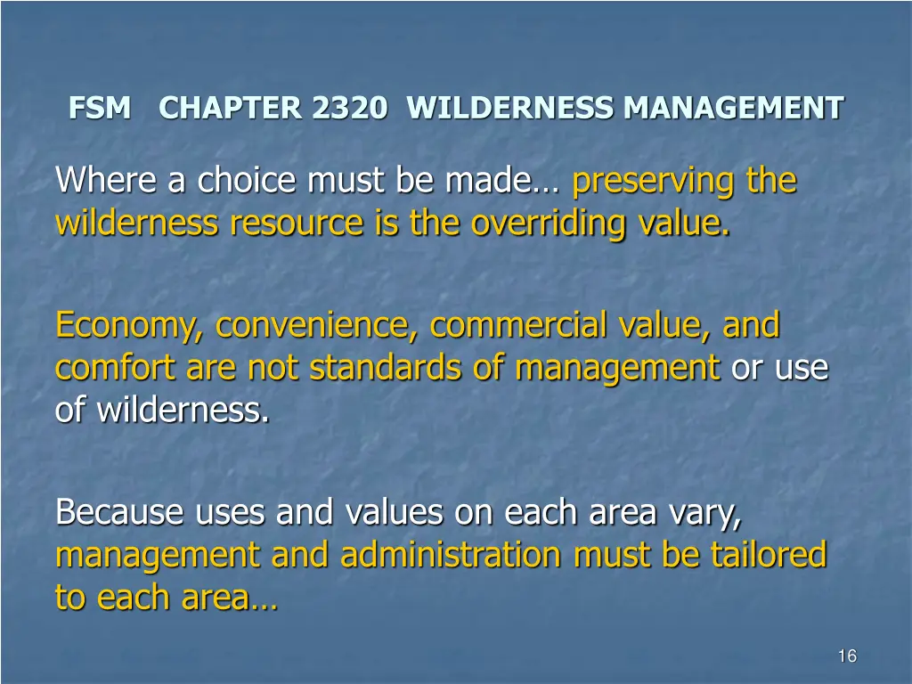 fsm chapter 2320 wilderness management 1