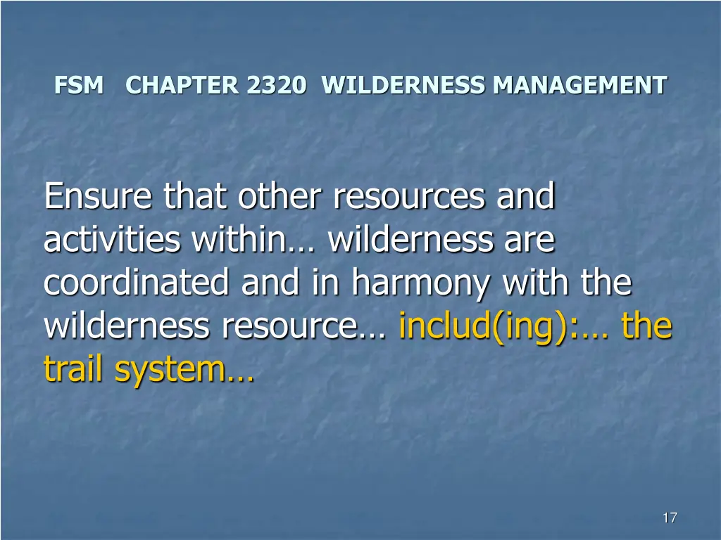 fsm chapter 2320 wilderness management 2