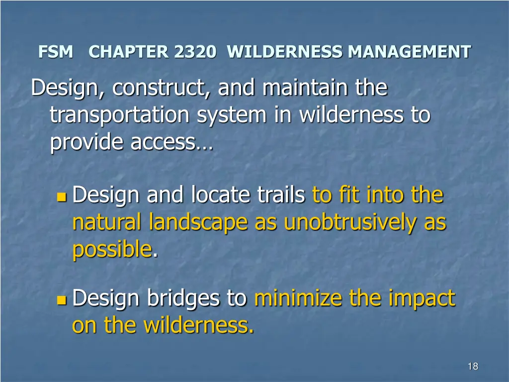 fsm chapter 2320 wilderness management design