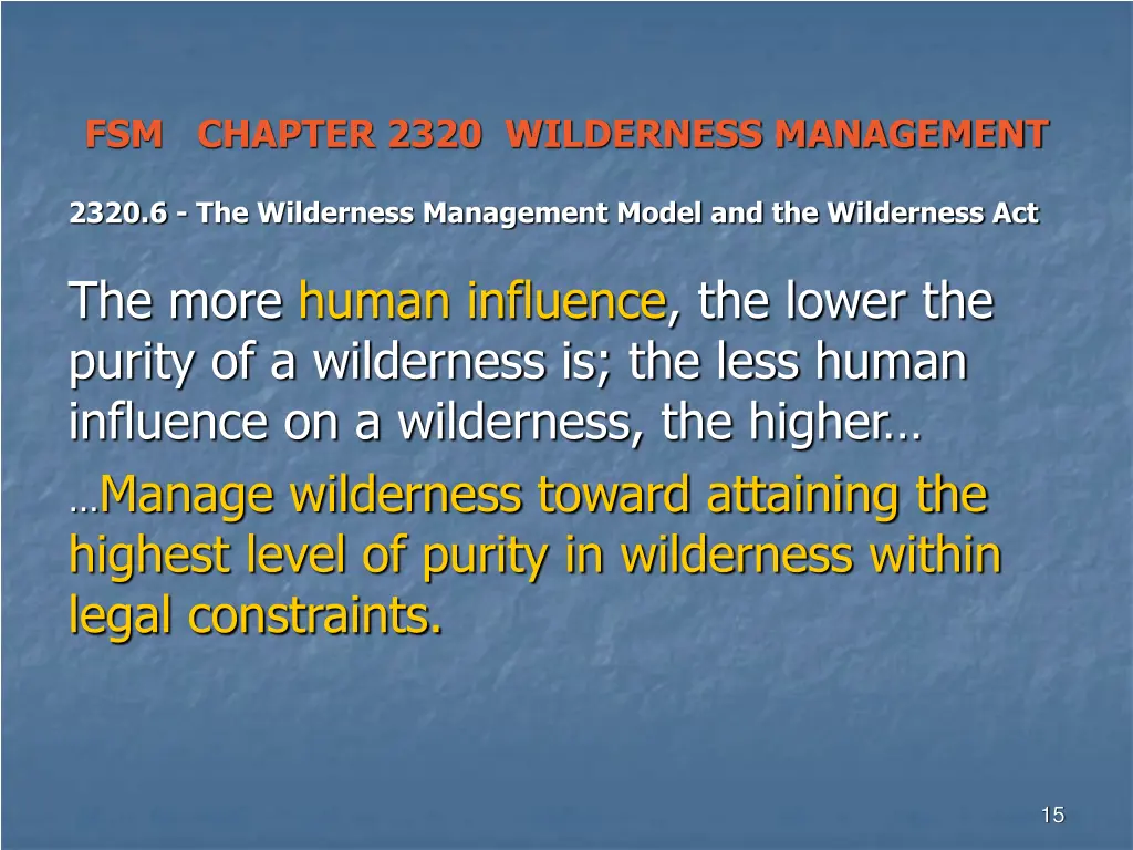 fsm chapter 2320 wilderness management