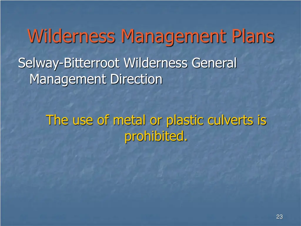 wilderness management plans