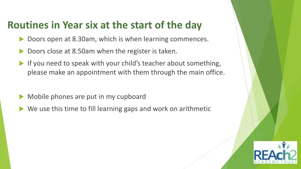 routines in year six at the start of the day