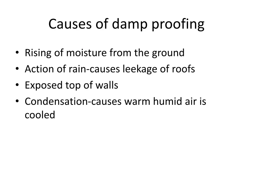 causes of damp proofing