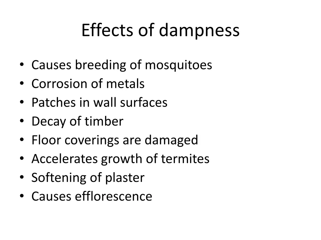 effects of dampness