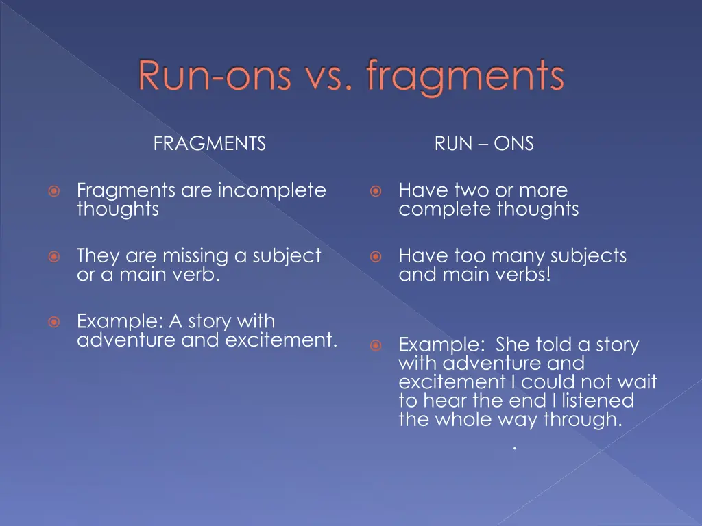 run ons vs fragments