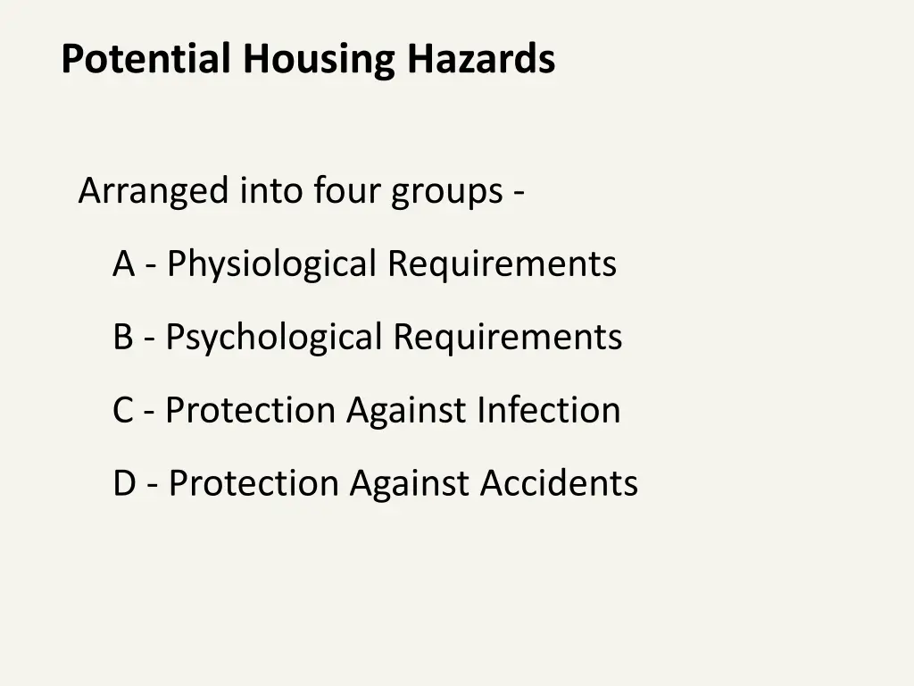 potential housing hazards