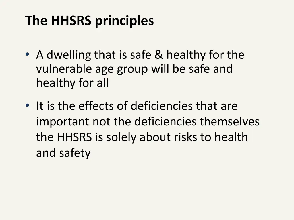 the hhsrs principles 1