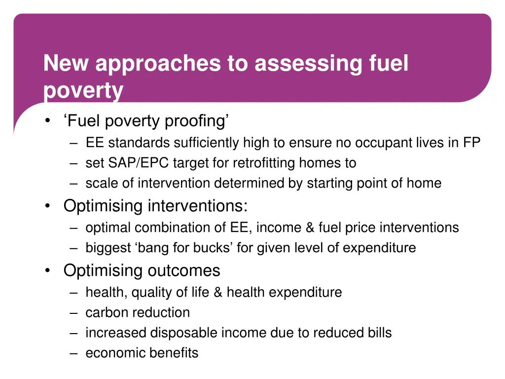 new approaches to assessing fuel poverty fuel