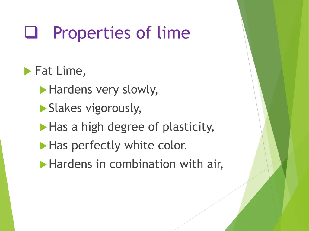 properties of lime