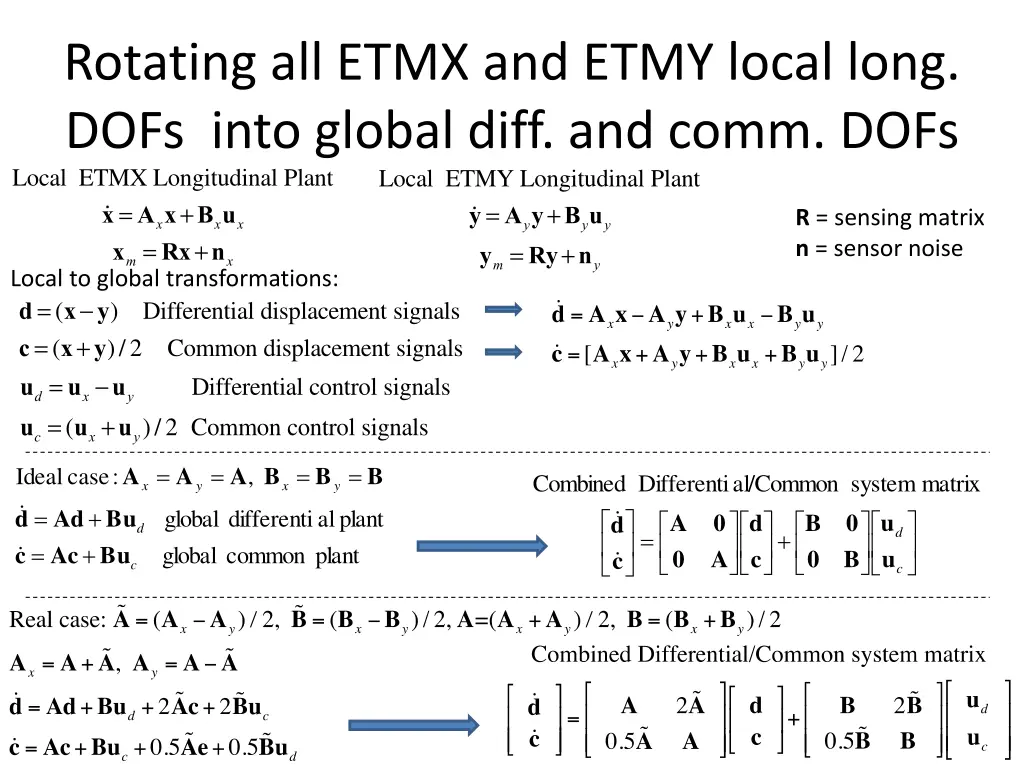 rotating all etmx and etmy local long dofs into