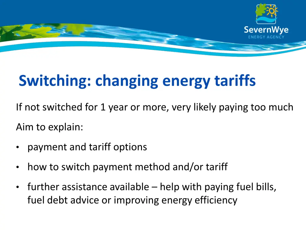 switching changing energy tariffs