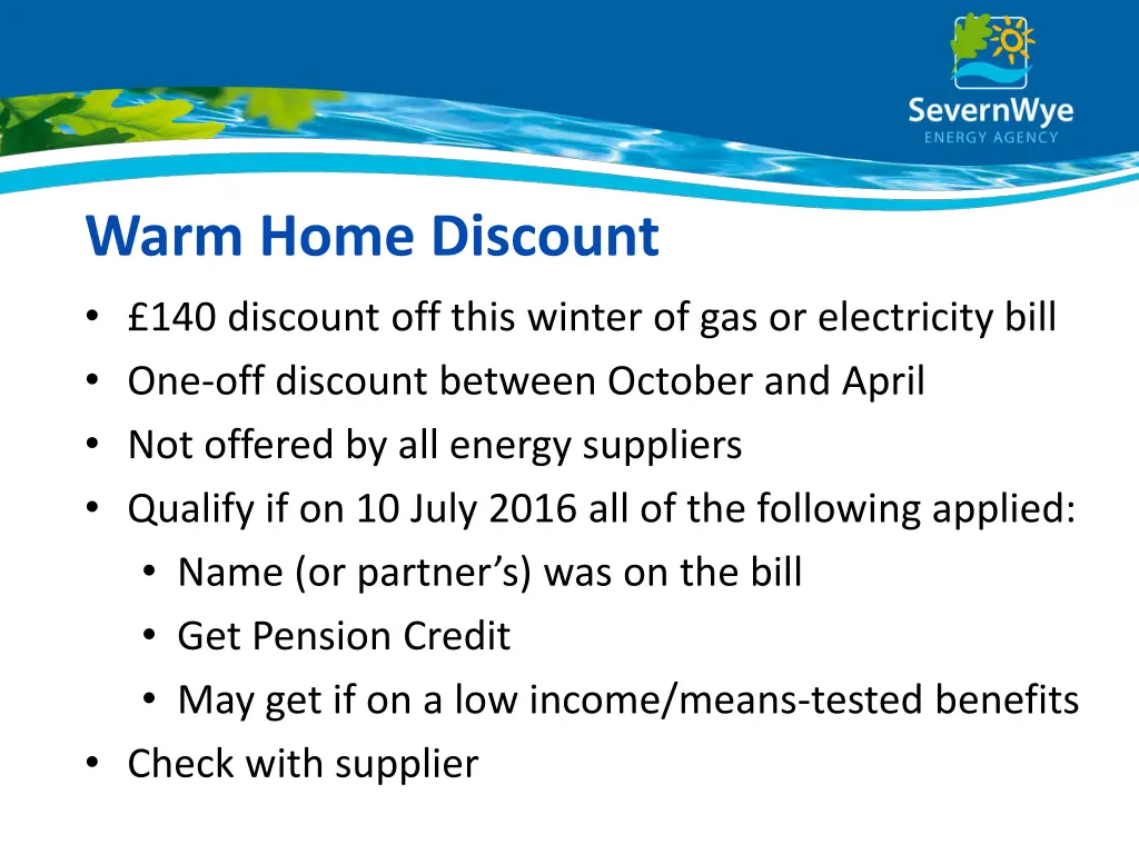 warm home discount