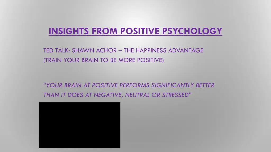 insights from positive psychology