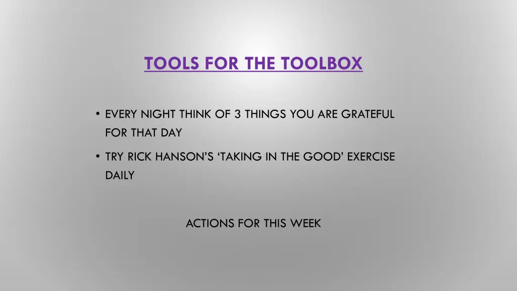 tools for the toolbox