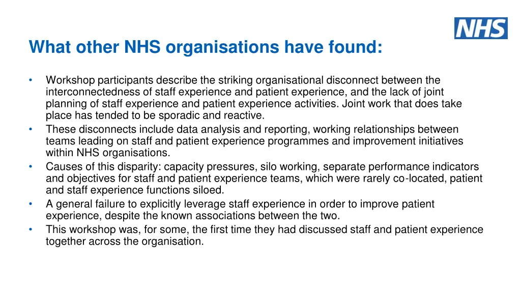 what other nhs organisations have found