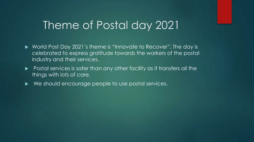 theme of postal day 2021