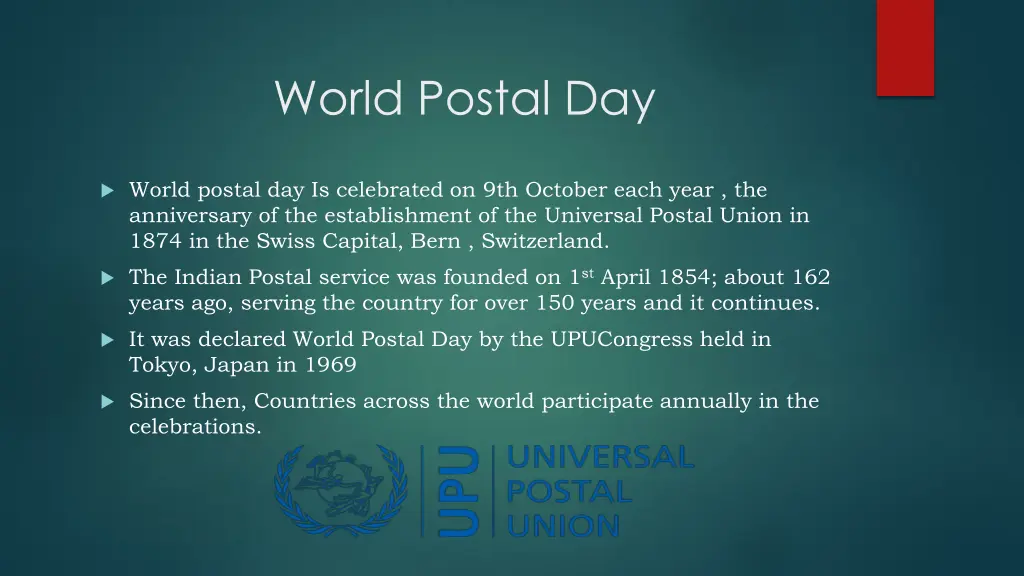 world postal day 1