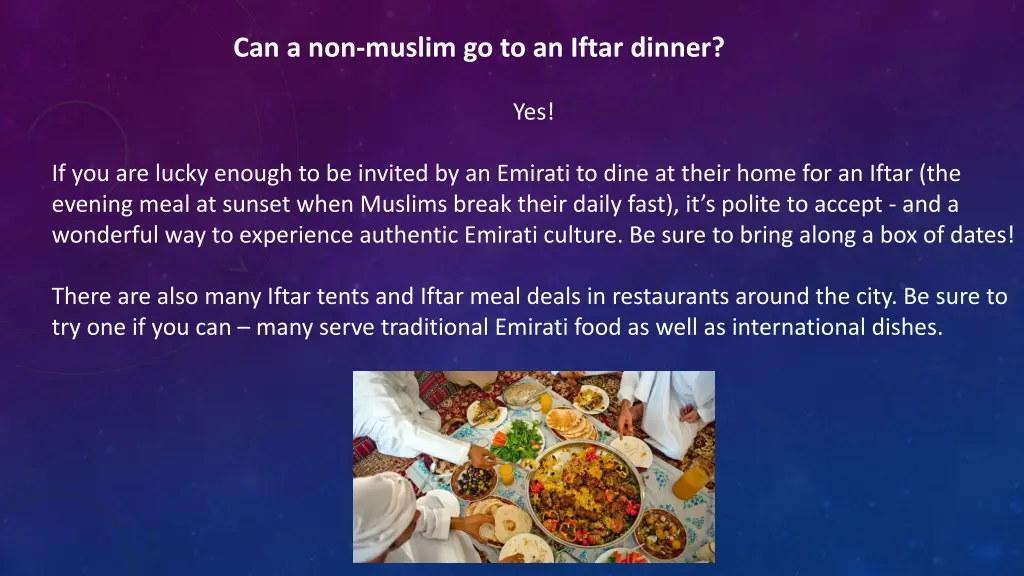 can a non muslim go to an iftar dinner