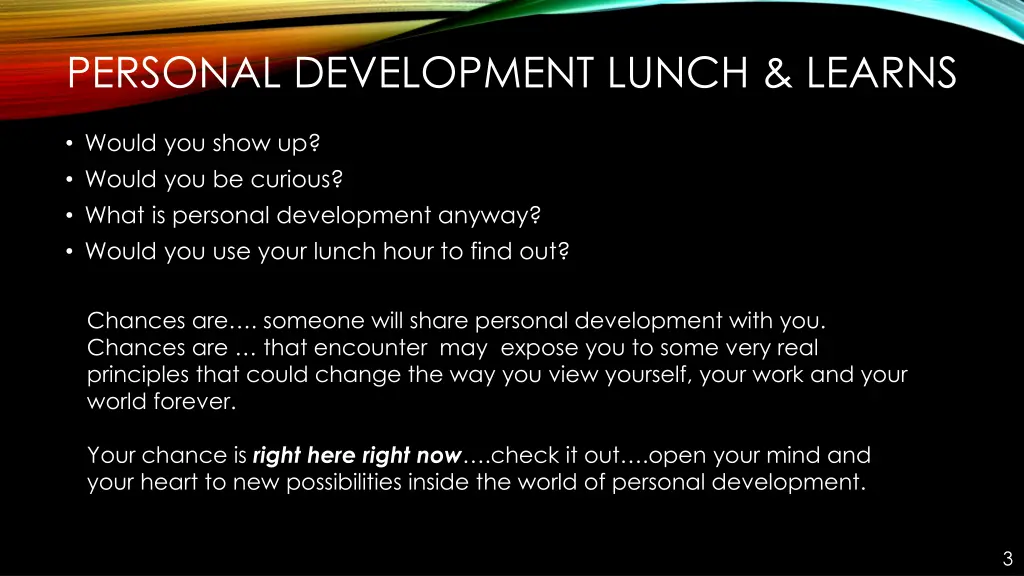 personal development lunch learns