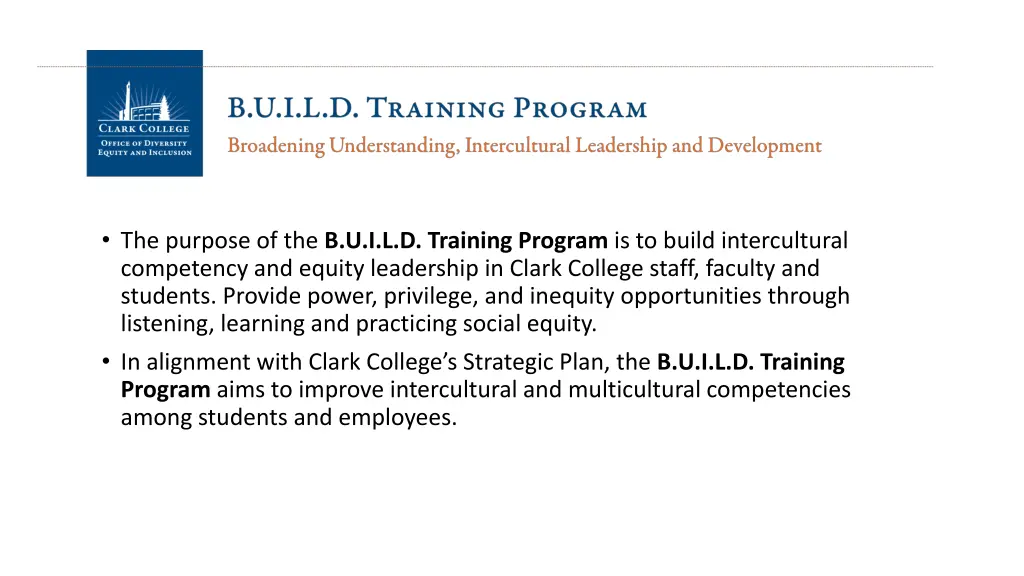 the purpose of the b u i l d training program