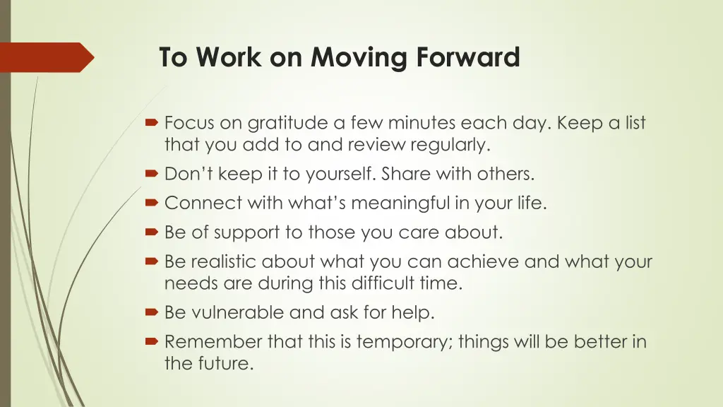 to work on moving forward