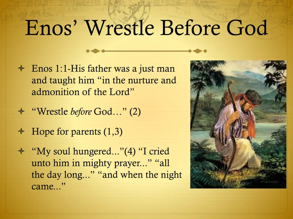 enos wrestle before god