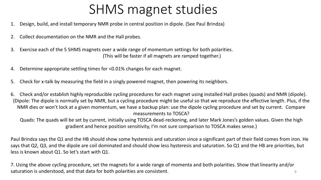 shms magnet studies 1