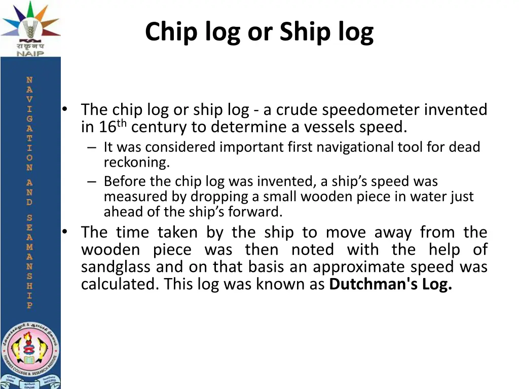 chip log or ship log