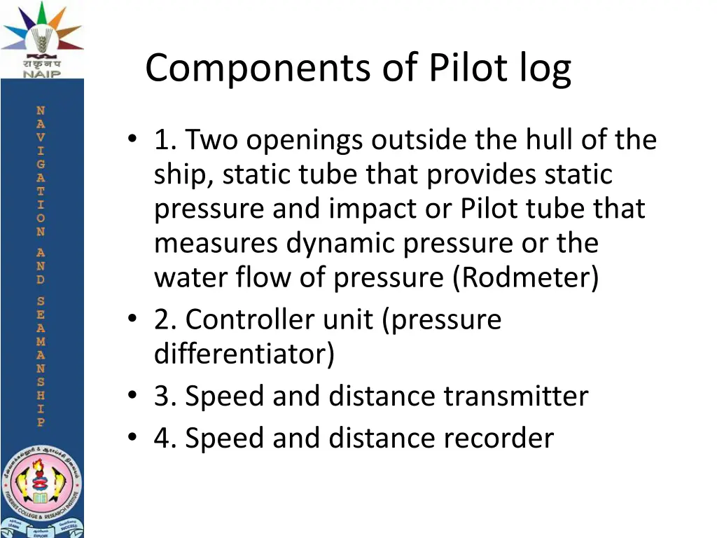 components of pilot log