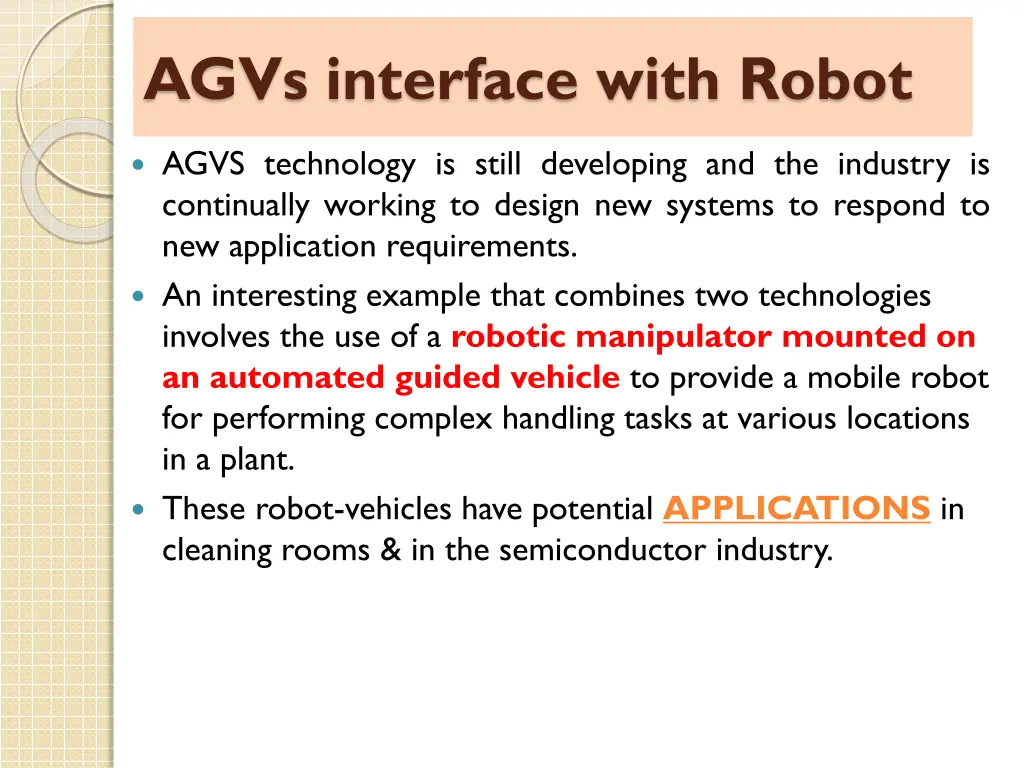 agvs interface with robot