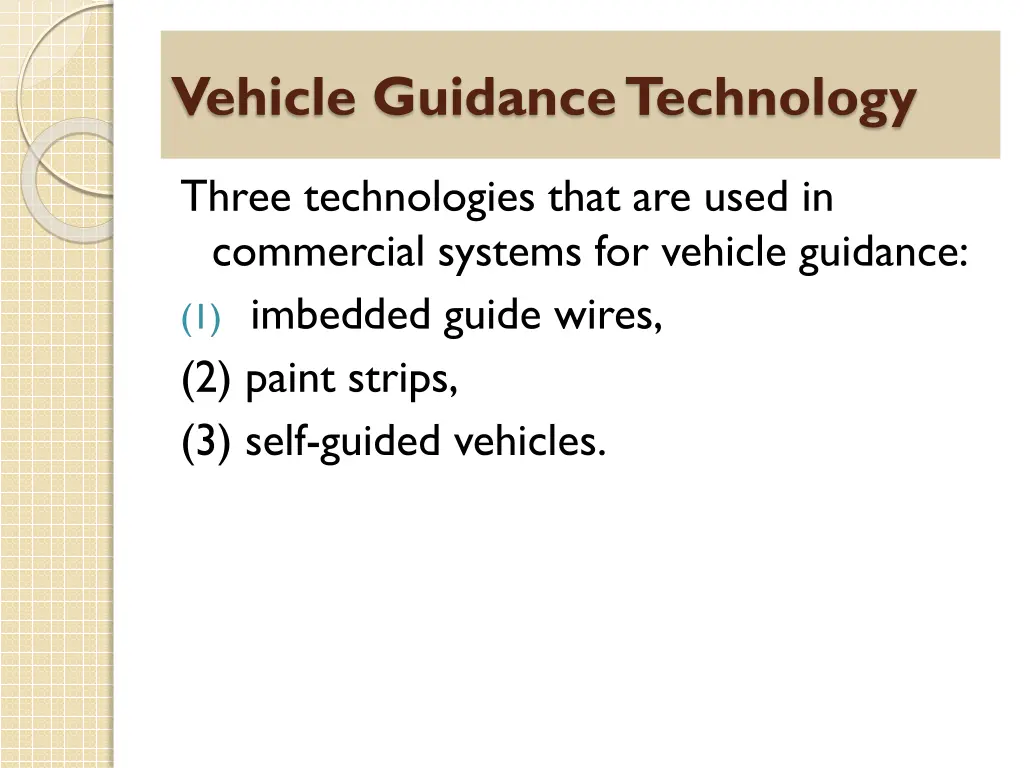 vehicle guidance technology