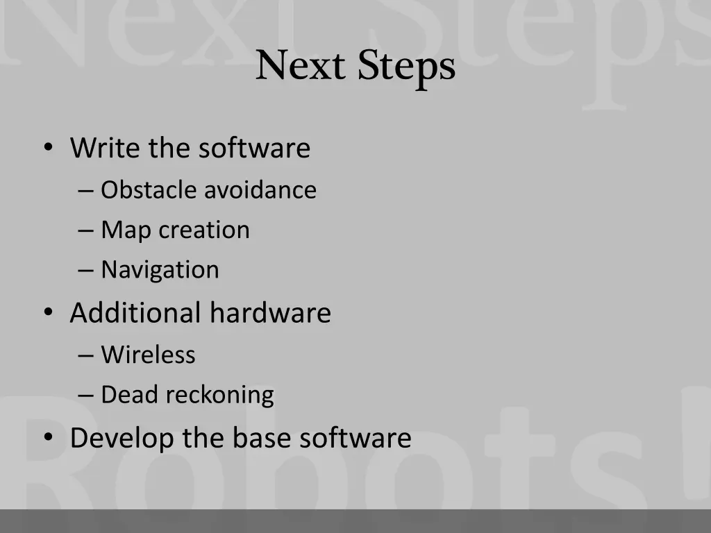 next steps write the software obstacle avoidance