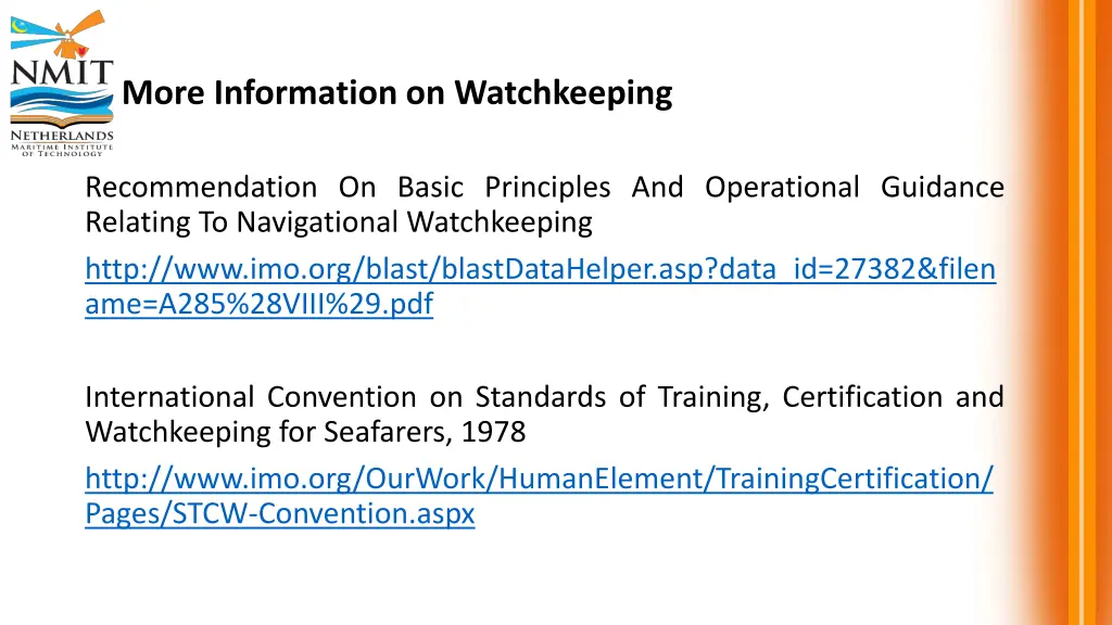 more information on watchkeeping