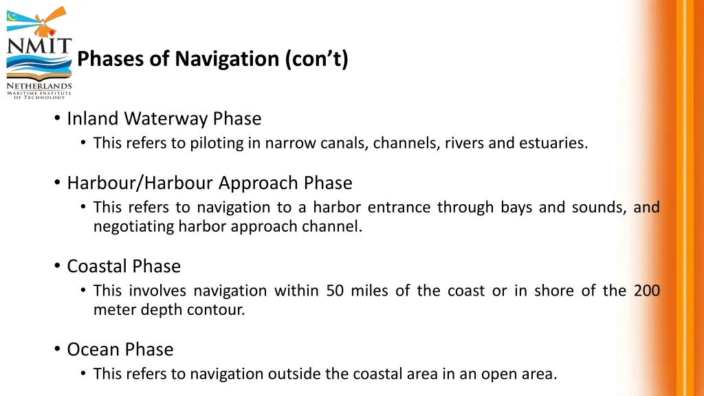 phases of navigation con t