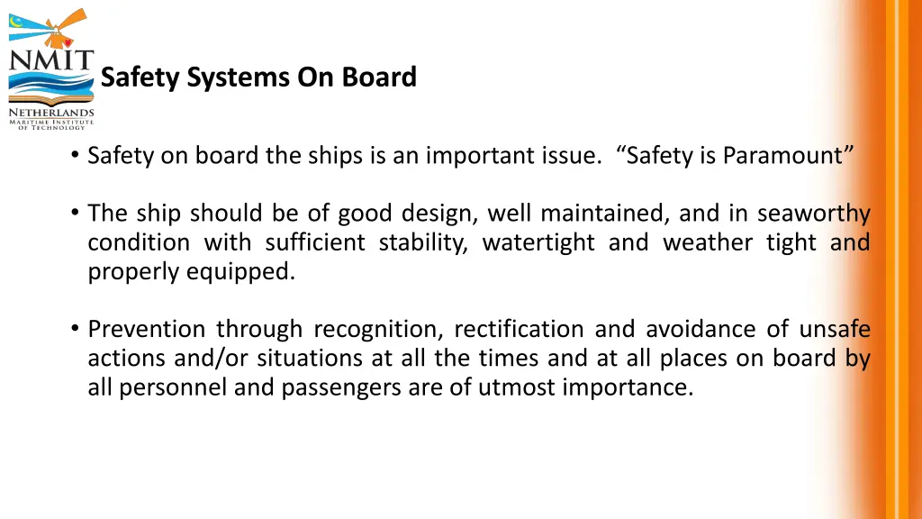 safety systems on board