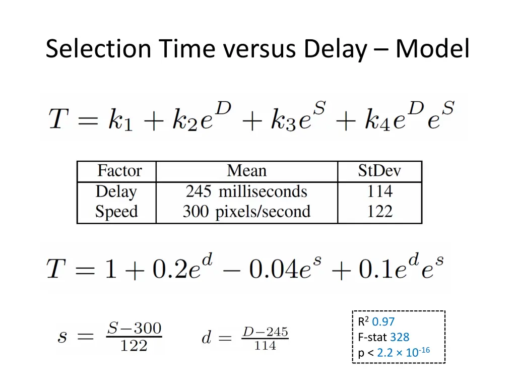 selection time versus delay model 1