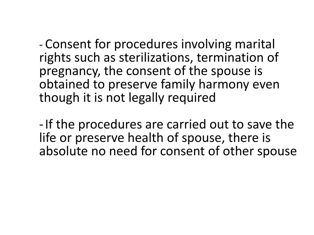 consent for procedures involving marital rights