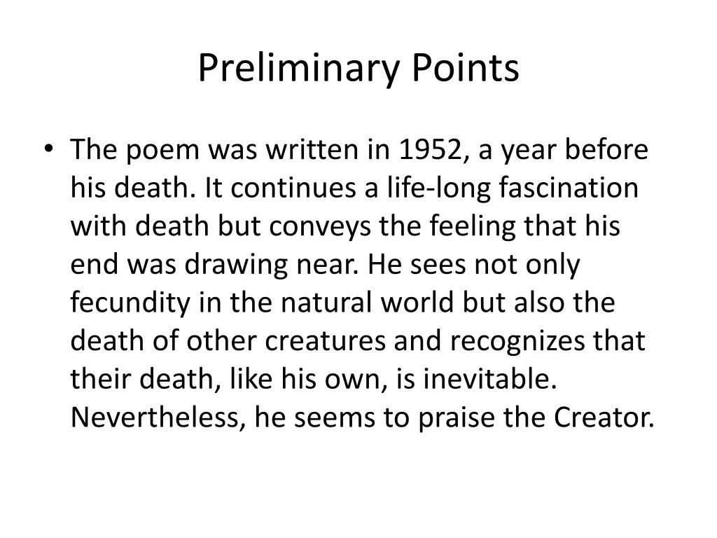 preliminary points