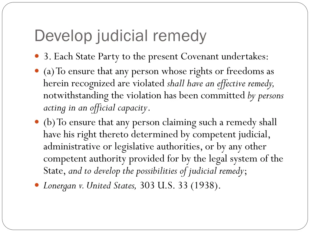 develop judicial remedy