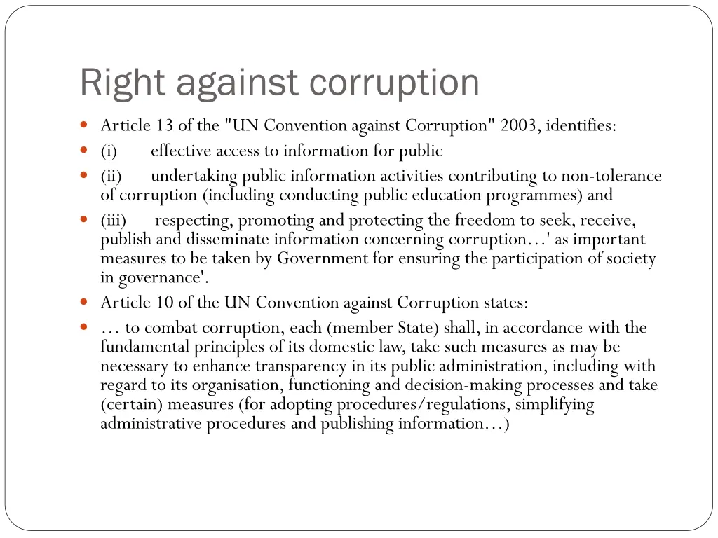 right against corruption