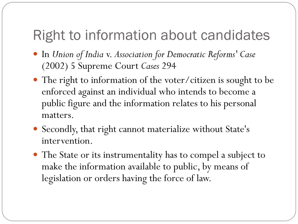 right to information about candidates