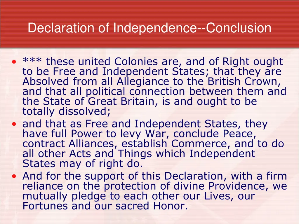 declaration of independence conclusion