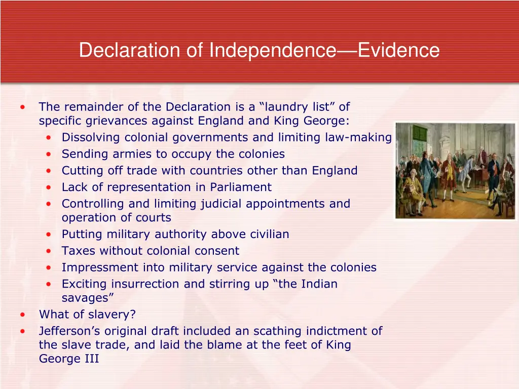 declaration of independence evidence