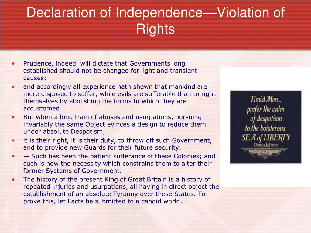 declaration of independence violation of rights