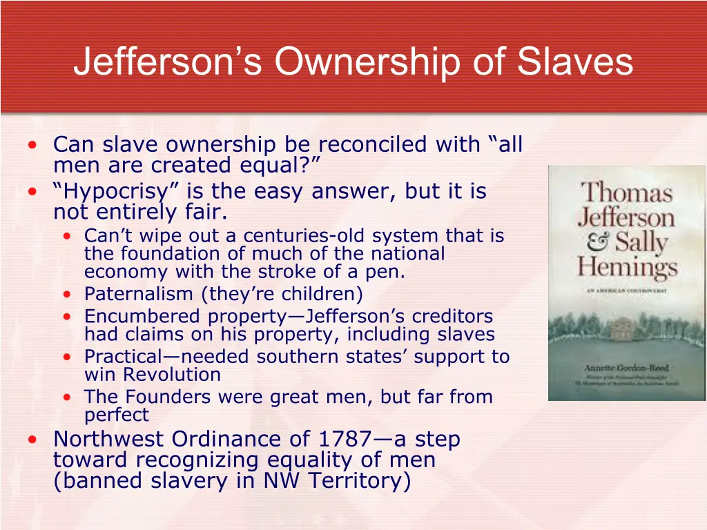 jefferson s ownership of slaves