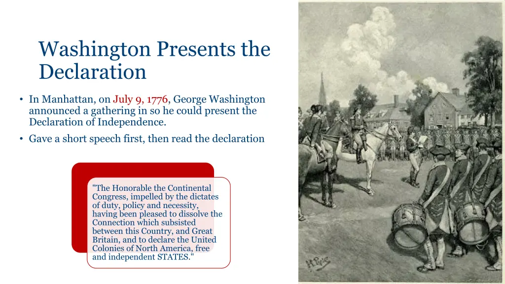 washington presents the declaration