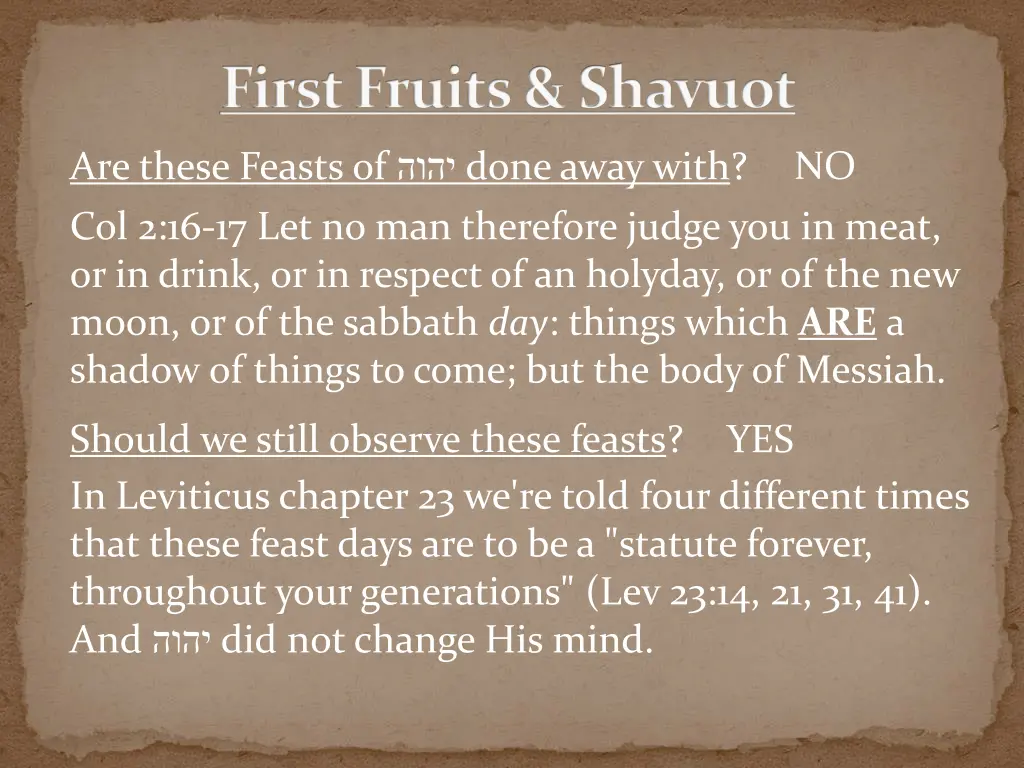 first fruits shavuot